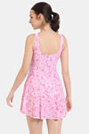 Zelocity Elastane Blended Slip-On Swimdress with Removable Pads - Pink Cosmos — thumbnail 3